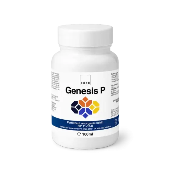 Fertilizant lichid Genesis P, 100 ml, CHRD, aplicare foliara si fertirigare, radacini si inflorire Ieftin