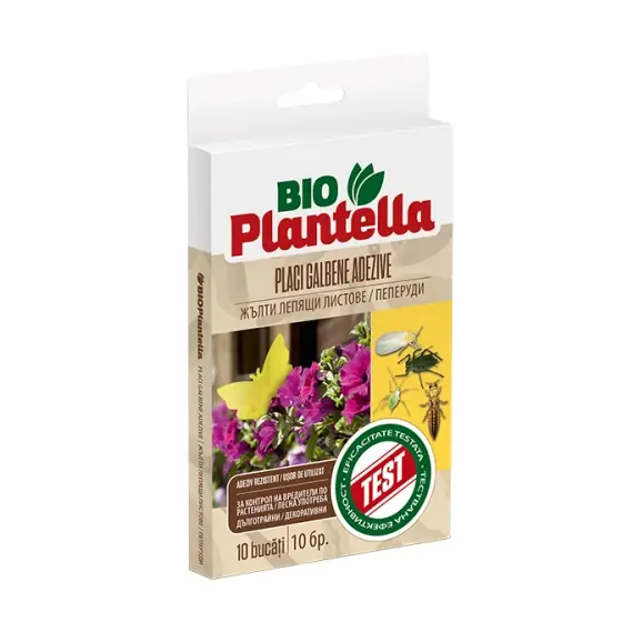 Placi adezive galbene fluturasi Bio Plantella, set 10 buc, musculite de pamant Reducere extra