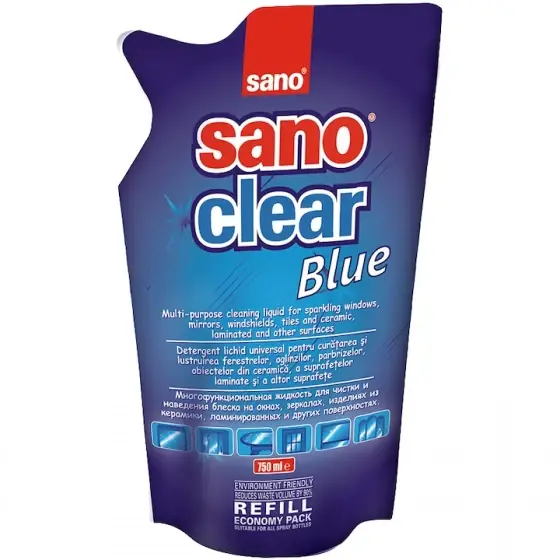 Cel mai bun preț Rezerva solutie pentru curatat geamuri Sano Clear Blue, 750 ml