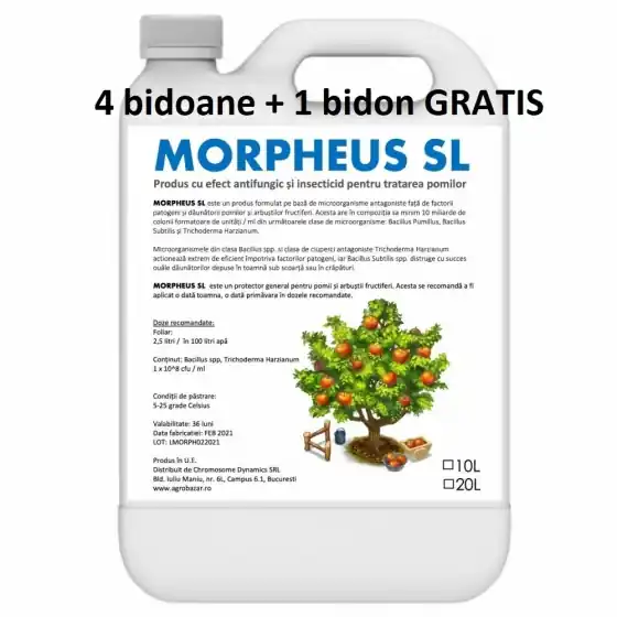 Plată securizată Pachet promotional Produs cu efect antifungic si insecticid pentru pomi si arbusti fructiferi (fara continut de ulei mineral), Morpheus SL, 10 litri, SemPlus, 4 bidoane + 1 bidon GRATIS
