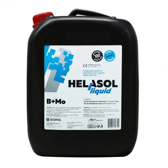 Ingrasamant foliar lichid, destinat prevenirii si combaterii carentelor din culturi, Helasol Liquid B+Mo (B 10%, Mo 0,5%), 10 l Ofertă