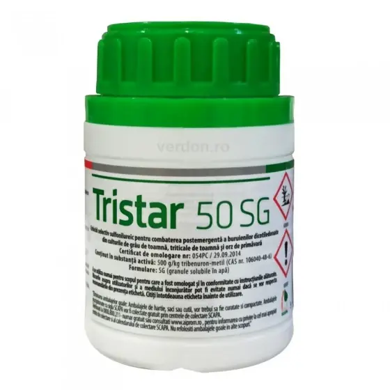Cumpără acum Erbicid selectiv sulfonilureic pentru combaterea postemergenta a buruienilor dicotiledonate din culturile de grau, triticale de toamna si orz de primavara, Tristar 50 SG, 60 g