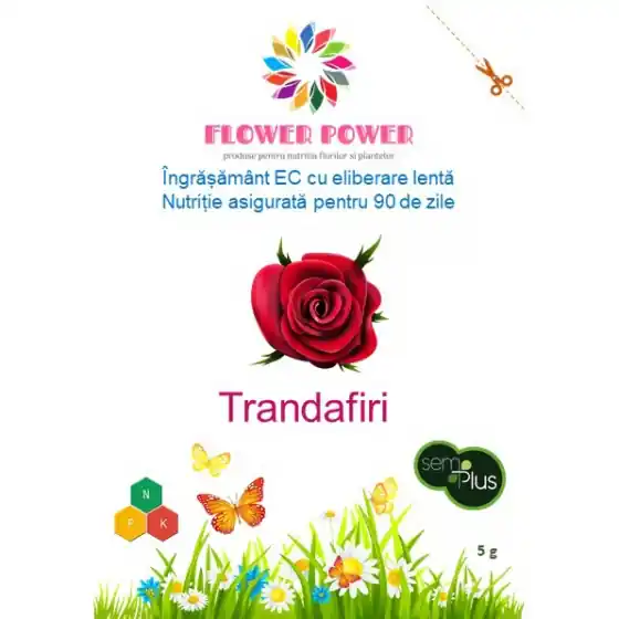Reducere specială Ingrasamant Flower Power pentru trandafiri cu eliberare lenta, efect 90 zile, 5 grame, SemPlus