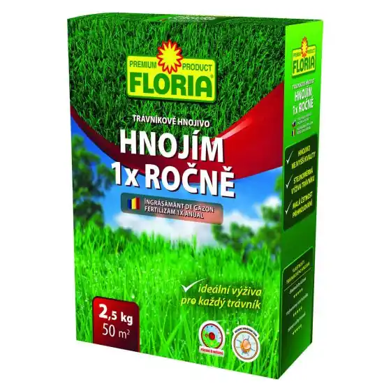 Ingrasamant gazon cu actionare indelungata Fertilizam 1X anual FLORIA, 2.5 kg Mai ieftin