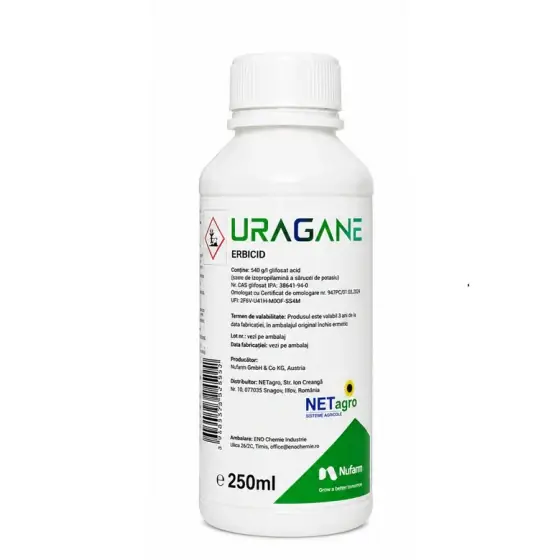 Erbicid total Uragane, 250 ml, Nufarm, 540 g/L Glifosat, buruieni anuale si perene Ofertă limitată