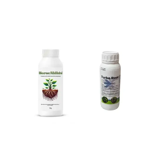 Retur ușor Pachet inradacinare rasaduri Biostimulator pentru butasi si arbusti fructiferi Biocresc Radacini, 1 l + Biostimulator Turbo Root, 250 ml