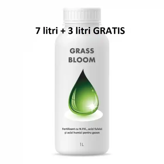 Premium Pachet promotional Fertilizant EC special pentru gazonul din curte, Grass Bloom, 1 litru, SemPlus, 7+3 GRATIS