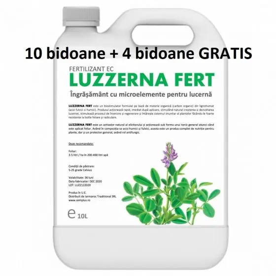 Plată securizată Pachet promotional Ingrasamant cu microelemente pentru lucerna, Luzzerna Fert, 10 l, 10+4 GRATIS