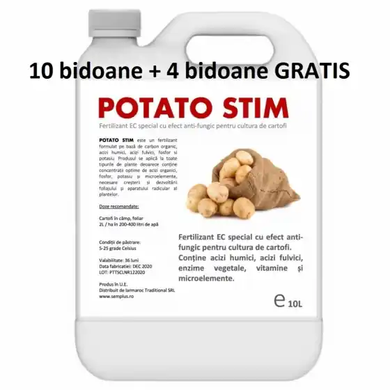 Pachet promotional Fertilizant EC special cu efect antifungic pentru cultura de cartofi, Potato Stim, 10 litri, SemPlus, 10+4 GRATIS Plată sigură