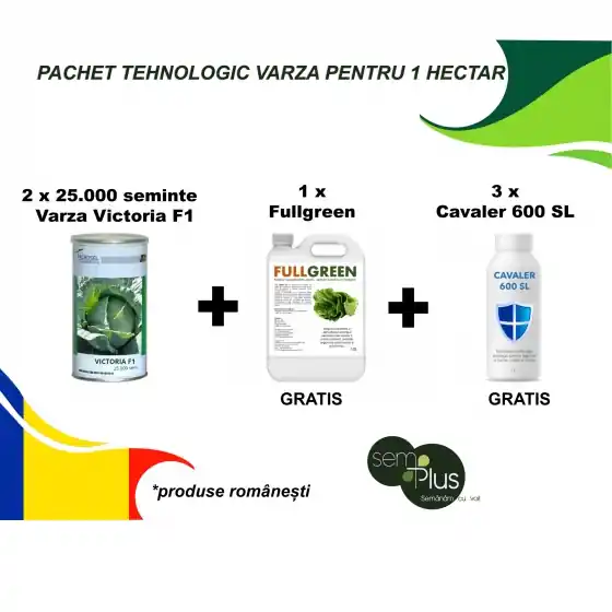 Pachet tehnologic complet pentru 1 HECTAR DE VARZA (50.000 seminte de varza+ 3 litri de Biopreparat auxiliar Cavaler + 10 litri ingrasamant foliar Nutri Green Top Cumpără acum