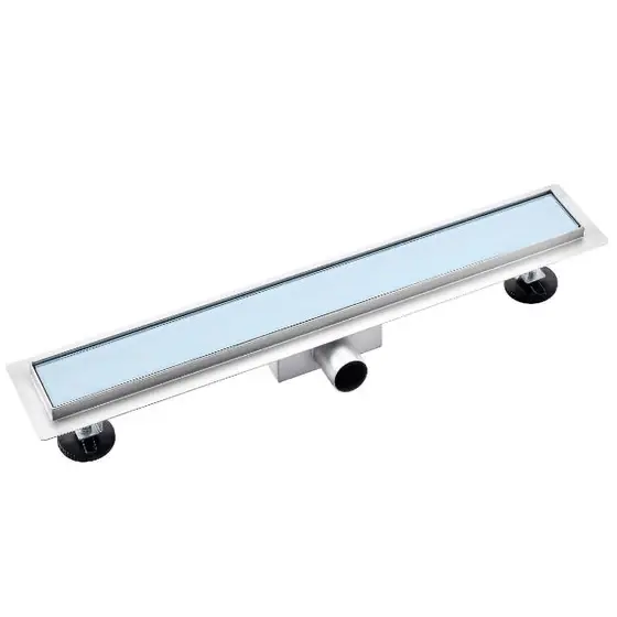Plată securizată Rigola dus Wyga, inox si sticla, 450 mm, alb