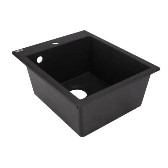 Expediere rapidă Chiuveta compozit pentru blat, Negru, 390x480x205 mm