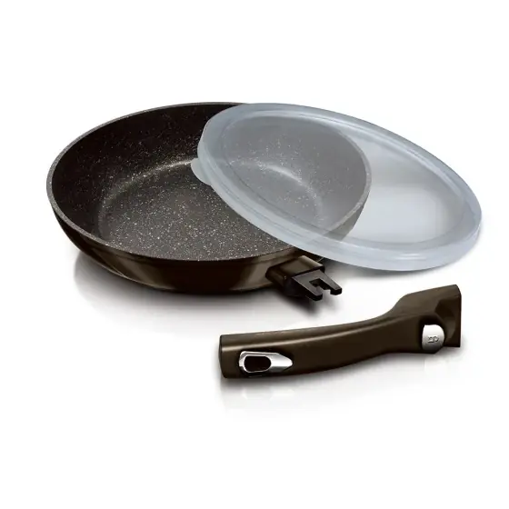 Plată sigură Tigaie, 28 cm, cu mâner detașabil, Metallic Line Shiny Black Edition - BH/7154
