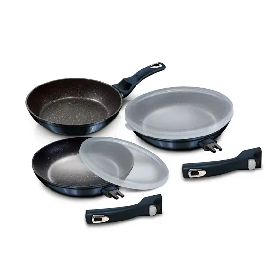 Set 5 piese tigăi cu mâner detașabil, Metallic Line Aquamarine Edition - BH/7056 Plată securizată