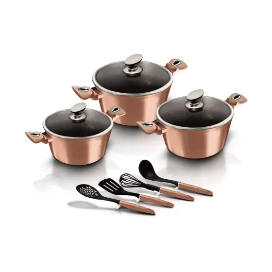 Preț mic Set vase de gătit 10 piese, Metallic Line Rose Gold Edition - BH/6151