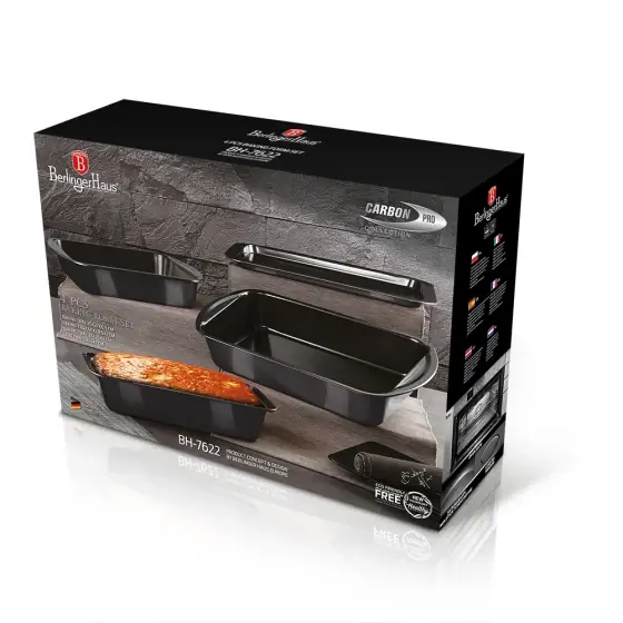 Plată sigură Set forme de copt 4 piese, carbon pro - BH/7622