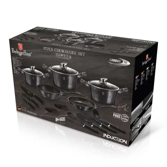 Set vase de gătit 17 piese, Metallic Line Carbon Pro Edition - BH/6920 Preferatul clienților