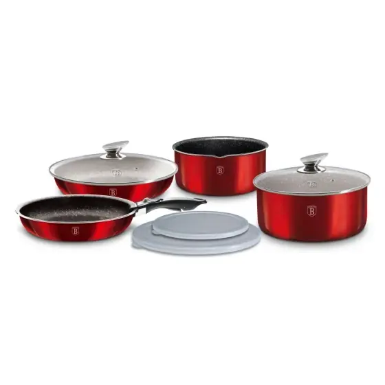 Set vase de gătit 9 piese, Metallic Line Burgundy Edition - BH/6145 Cel mai bun preț