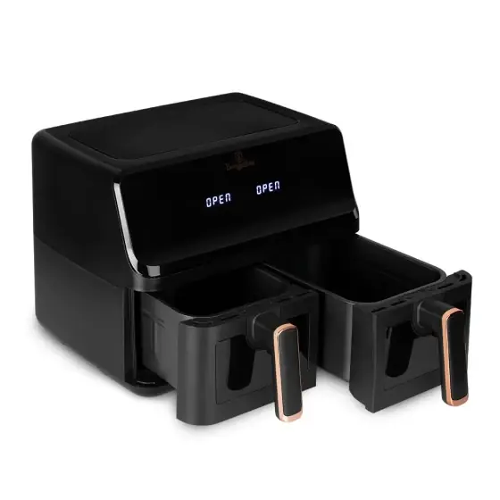 Calitate înaltă Friteuză cu aer cu coș dublu, 4,1+4,1L, cu ferestre vizibile, negru-rose gold - BH/9469
