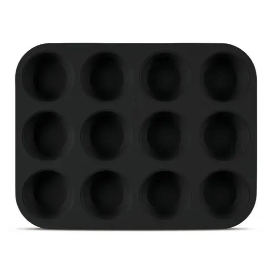 Retur gratuit Tavă de copt pentru 12 brioșe, negru mat, 12 pcs muffin pan - BH/7950N