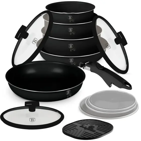 Set de vase de gătit 12 piese, colecția Matte Black - BH/8248 Ofertă specială