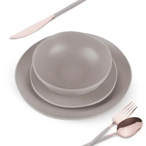 Plată securizată Set veselă 18 piese, taupe mat - BH/10023