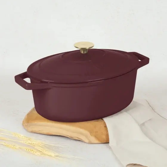 Tavă ovală pentru friptură, 30 cm, fontă, bordo - BH/6543 Reducere de preț
