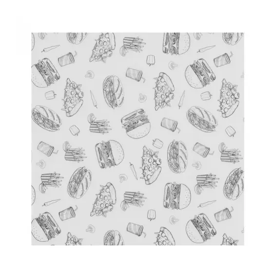 Mai ieftin Hartie rezistenta la grasimi , HENDI, Fast Food Illustration Pattern, 500 pcs., 305x305mm