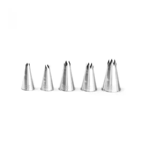 Reducere Set 5 varfuri / duiuri ornat prajituri, Hendi, inox, varfuri netede, diametre varf ornare 6-8-10-12-14-16-18 mm