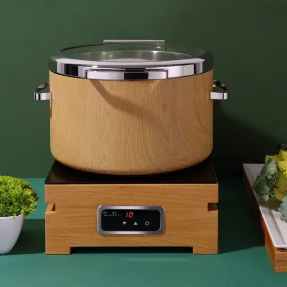 Disponibil imediat Încălzitor rotund cu inducție De Luxe Madeira 11l cu capac de sticlă, Fine Dine