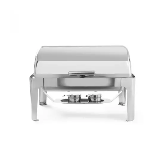 Chafing dish cu capac Rolltop, Gastronorm 1/1, 9lt, inox, 66x49x(H)46 cm, Hendi, include 2 suporturi pentru combustibil incalzire Ofertă exclusivă
