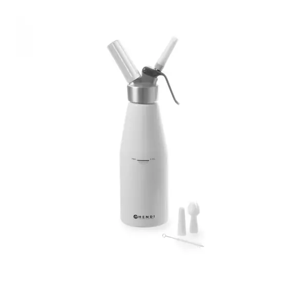 Reducere de preț Aparat / sifon frisca Kitchen Line, Hendi, capacitate 0.95 lt, diam 9.5 x (H) 32 cm, incluse 3 duze polipropilena si perie curatare