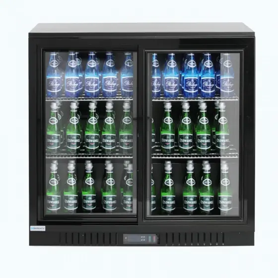 Doar azi Vitrina frigorifica bar 198L cu doua usi glisante 900x520x(H)835 mm, negru, Barmatic
