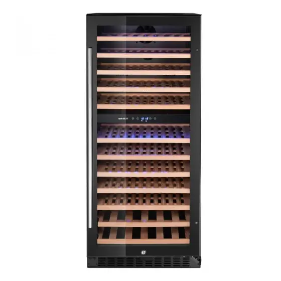 Racitor de vin, 2 zone,124 sticle, Arktic, 265L, Negru, 569x595x(H)1397mm Doar azi