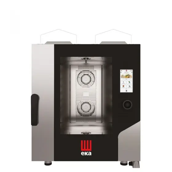 Cuptor pe gaz cu convectie-abur Millennial Touch Screen Gastro Combi , cu sistem automat de spalare, 7× GN 1/1 - controlat electronic, gaz, Tecnoeka, 230V/500W, 13500kW, 730x850x(H)950mm Reducere specială