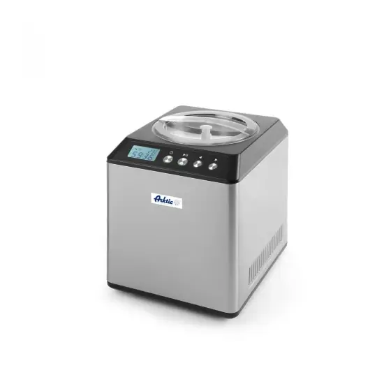 Aparat preparat inghetata, sorbet, iaurt inghetat, 2 litri / ciclu preparare de 90 min, bol inox 2 lt, corp inox, display digital, 180W, 272x315x(H)362 mm, Hendi Arktic, potrivit si pt uz profesional Cumpără acum