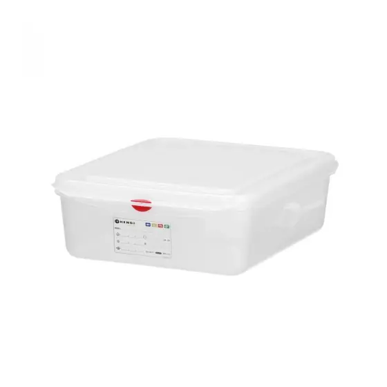 Reducere specială Recipient GN 1/2 din polipropilena, HENDI, GN 1/2, 6,5L, Transparent, 325x265x(H)100mm, Dreptunghiular