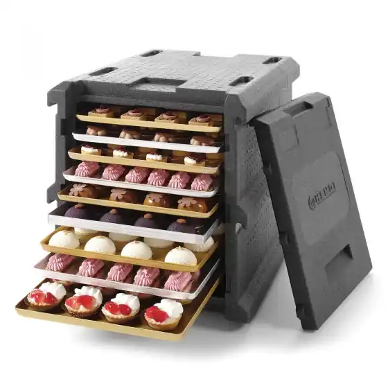 Calitate înaltă Cutie termoizolanta cu capac, 128 litri, tip thermobox, Hendi, ideala pentru transport catering, 9x 600x400 mm