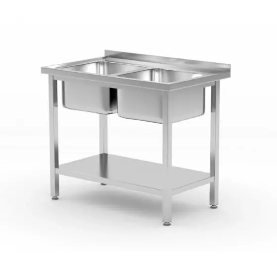 Spalator cu doua chiuvete cu raft HENDI, Budget Line 1000x600x (H) 850mm Calitate înaltă