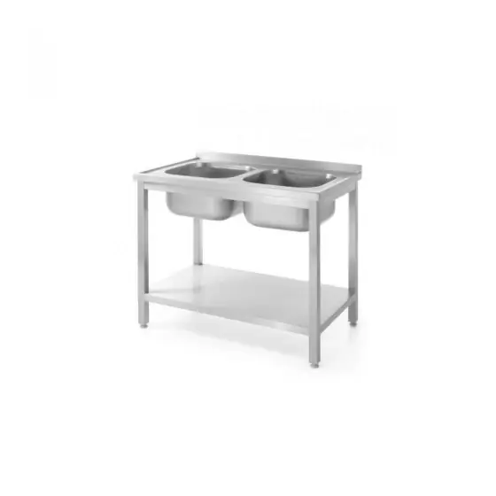 Reducere specială Chiuveta dubla cu suport si raft , 1000x600x (H) 850 mm, Revolution by Hendi, Inox