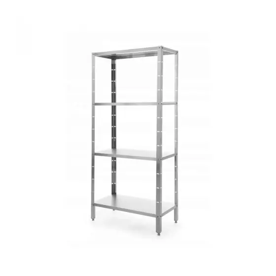 Ofertă exclusivă Raft metalic pentru depozitare cu 4 polite, sustine 50 kg/polita, Inox, 1000x400 (H) 1800 mm, Revolution by Hendi