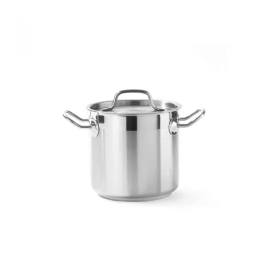Plată sigură Oala cu capac, 3 Lit, 16 cm diametru x 15 cm inaltimea, inox, gama Hendi Profi Line, potrivita si pentru uz profesional