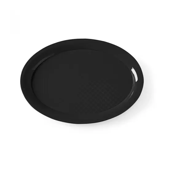 Tavă Fast Food din polipropilenă, ovală, HENDI, neagră, 265x195x(H)15mm Reducere