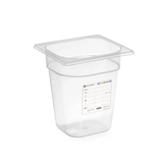 Reducere de preț Tava Gastronorm 1/6, 176x162x(H)150 mm, 2.4 lt, cu marcaj HACCP, polipropilena, Hendi