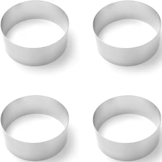 Super ofertă Set 4 forme rotunda pentru mousse, Hendi, Inox, dimensiuni 100, 200, 300, 400 mm