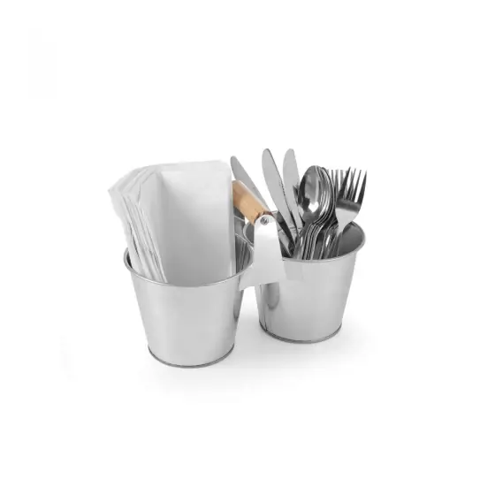 Set rustic tacamuri si servetele, Hendi, tip galeata, 250x125x(H)155, otel galvanizat Cumpărături sigure