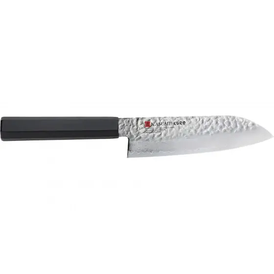 Livrare expres Cutit Santoku Kasumi Kuro - Lama 17cm, Otel Damasc, Maner Lemn
