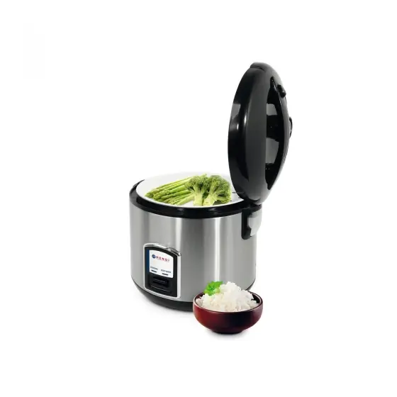 Ieftin Aparat pentru fiert orez, functie gatire cu aburi, 1,8 lt, corp inox, pt max 10 cesti orez, 700W, 28x28,5 cm, Hendi
