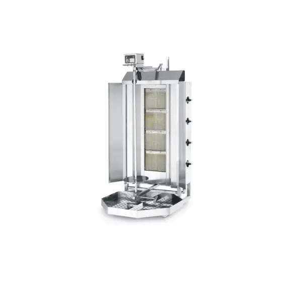 Ieftin Kebab grill cu 4 arzatoare, Hendi Profi Line, gaz, 12 Kw, tija 90 cm, pt max 80 kg carne