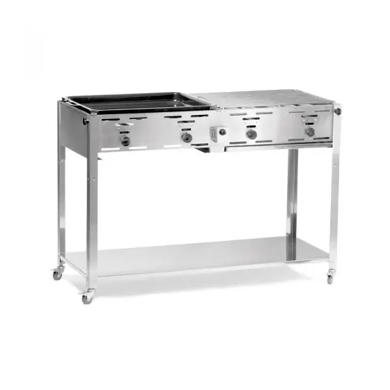 Calitate înaltă Grill Hendi Master model Quattro, 4 arzatoare, Inox, alimentare gaz, aprindere electrica, consum 0,8 mA³/h, 22 kW, Inox